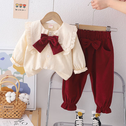 Women's Children's Set Bow Buttons