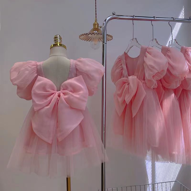 Children's Pink Tulle Lace Dress