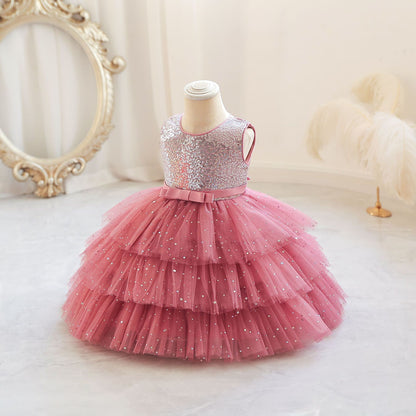 Shiny Tulle Tiered Party Dress