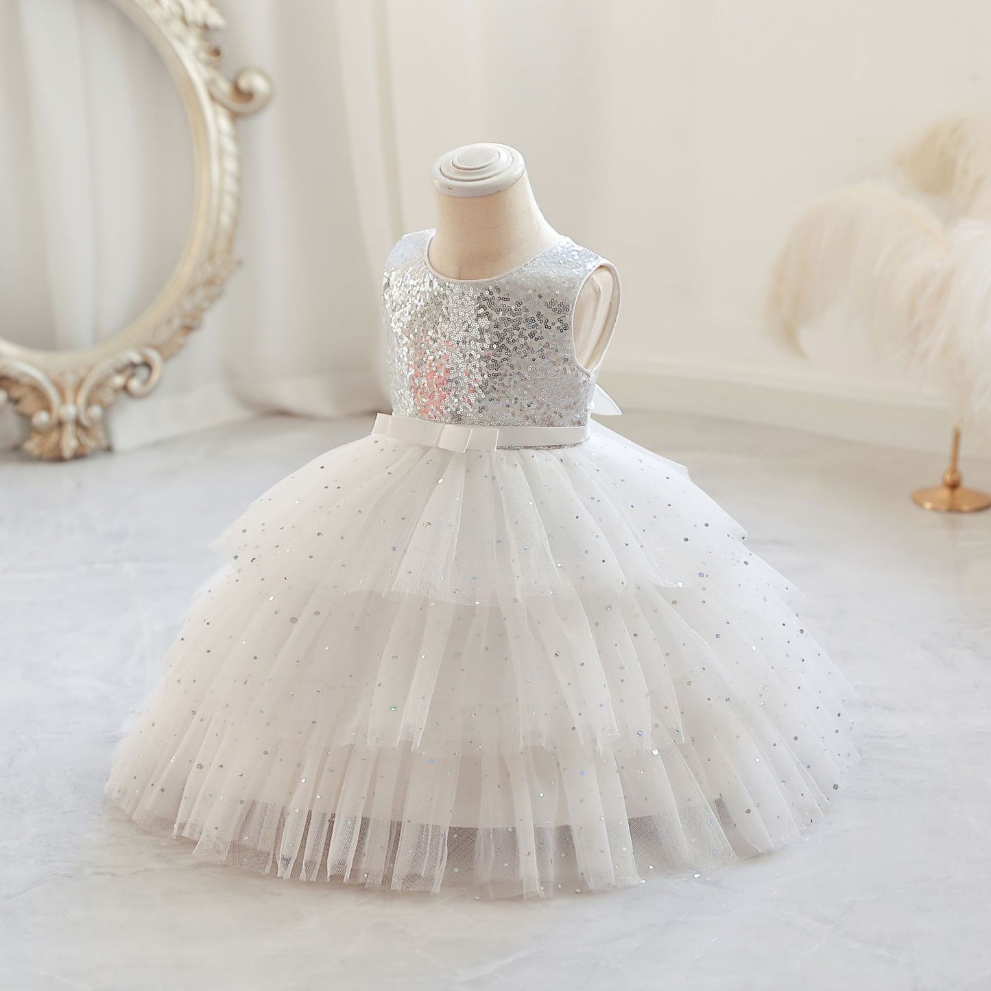 Shiny Tulle Tiered Party Dress