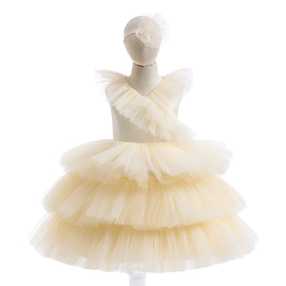 Children's Tulle Layered Bow Dress