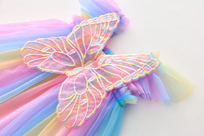 Children's Tulle Dress Colorful Wings