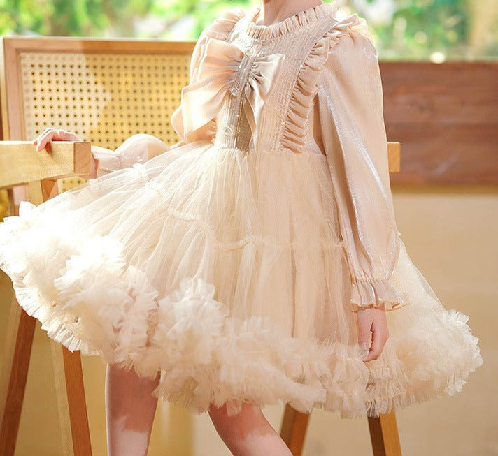 Children's Dress Tulle Lace Pearls