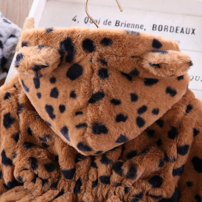 Children's Women's Plush Leopard Coat