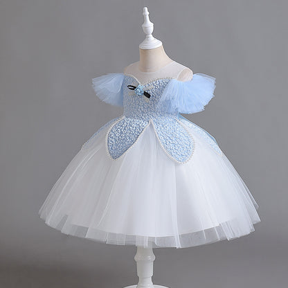 Puffy and Flower Children's Party Dress