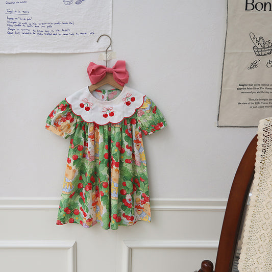 Cherry Neck Children's Dress