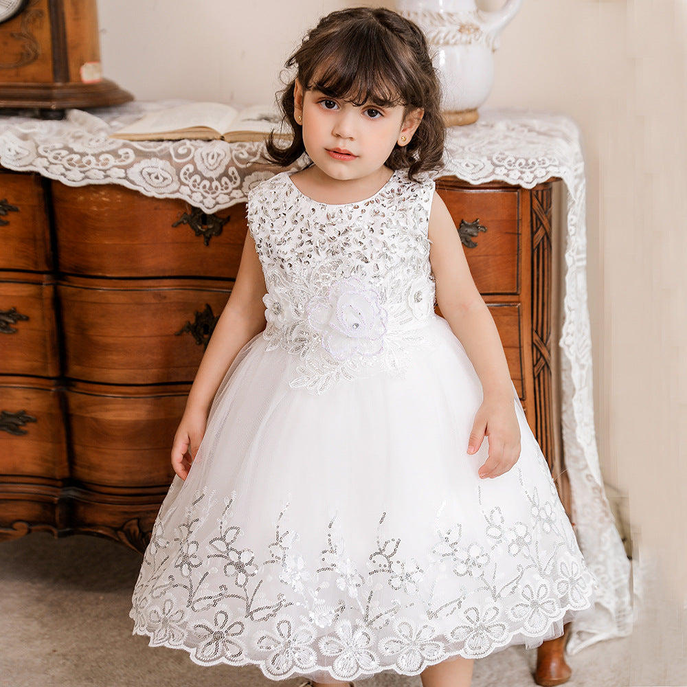 Bright Tulle and Flowers Children's Party Dress