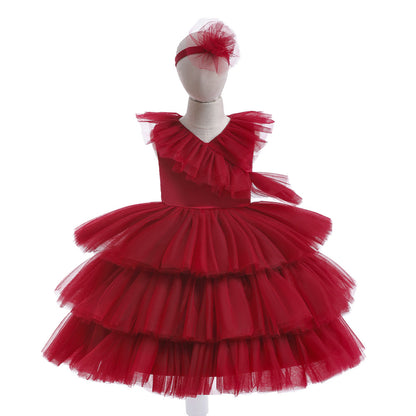 Children's Tulle Layered Bow Dress