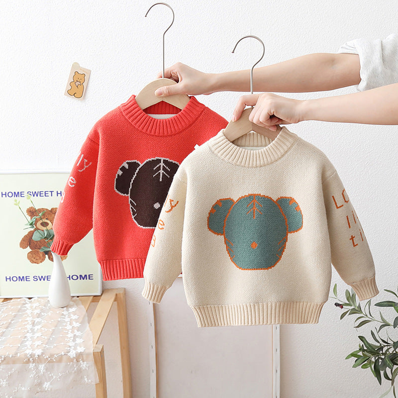 Children's Teddy Bear Round Neck Blouse