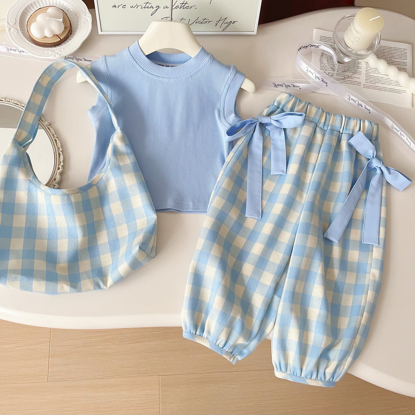 Blue Plaid Girls' Children's Set