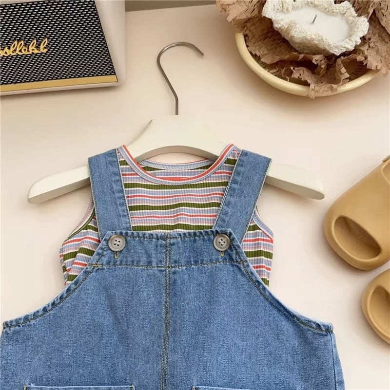 Infant Set Bunny and Stripes Overalls