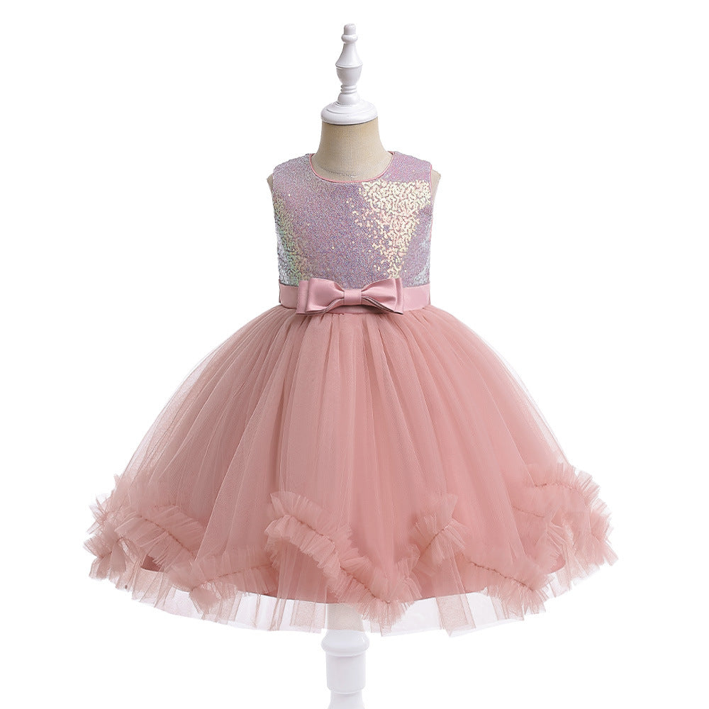 Shiny Bowknot Children's Party Dress