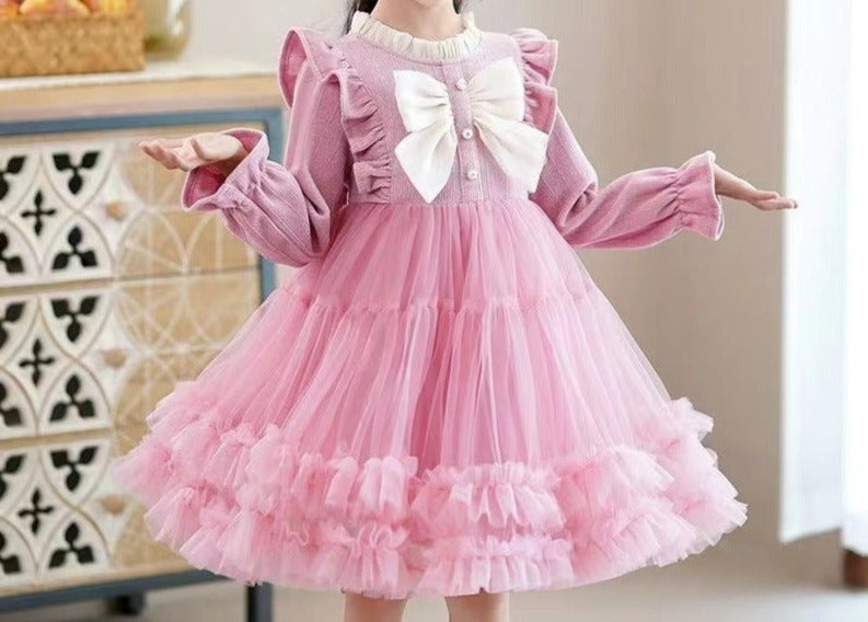 Children's Dress Tulle Ruffles and Bow