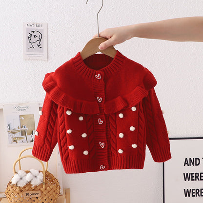 Cardigan Infantil Pompom Coraçõeszinhos