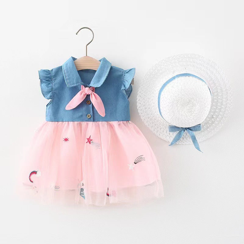 Children's Dress Tulle and Jeans Bow