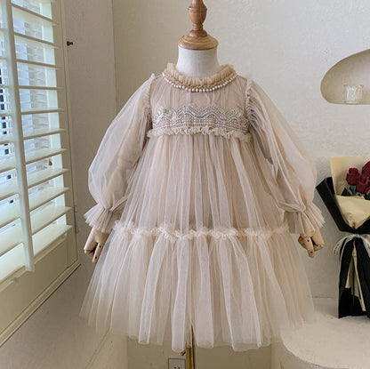 Children's Tulle Lace and Pearls Dress