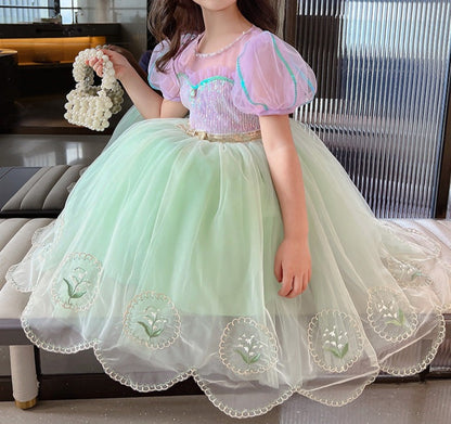 Shiny Tulle and Pearls Children's Party Dress