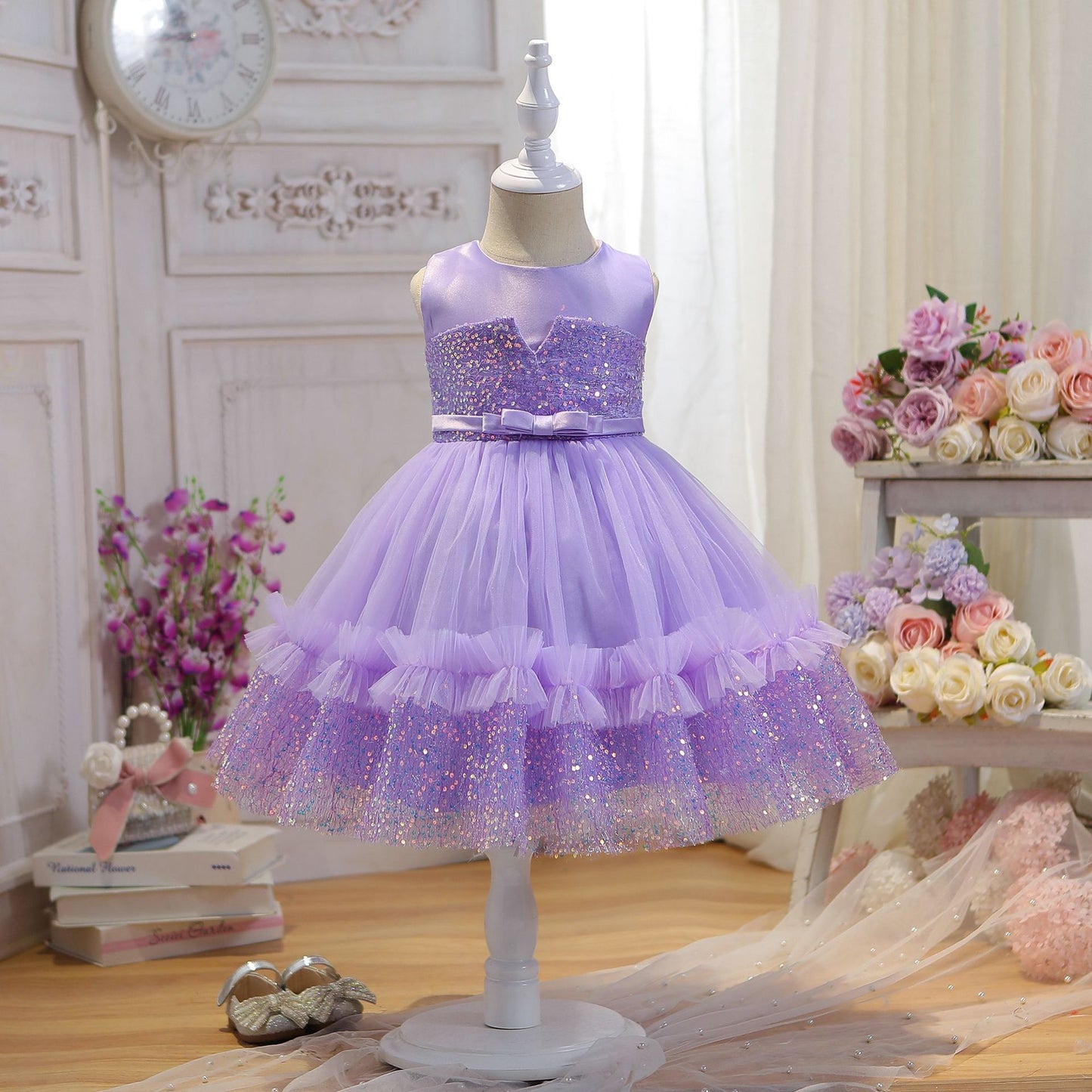 Children's Party Dress Shiny Tulle Lace