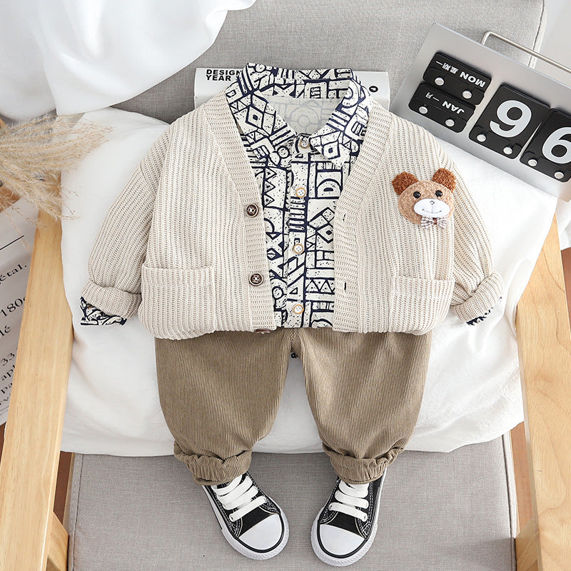 Men's Children's Set 3-Piece Knitted Bear