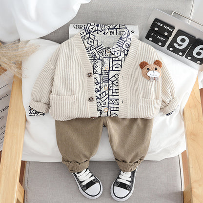 Men's Children's Set 3-Piece Knitted Bear