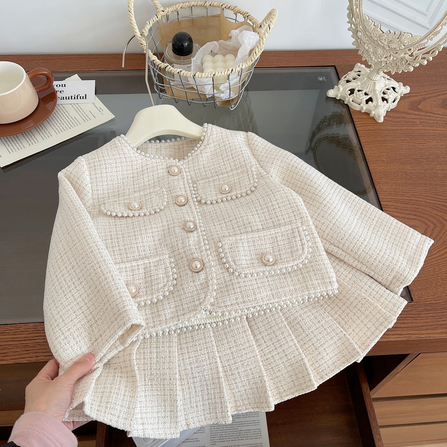 Girls' Pearls Pleated Set