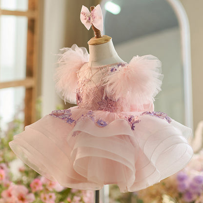 Pink Flowers Children's Party Dress