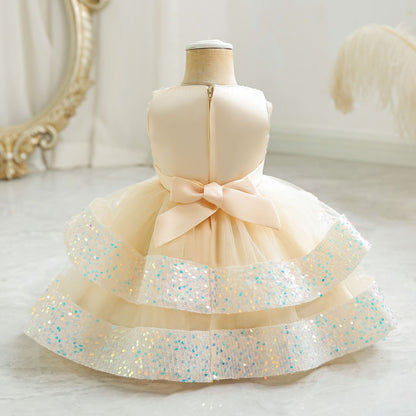 Shiny Bowknot Children's Party Dress