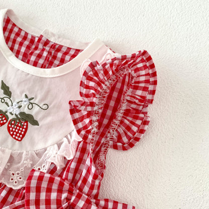 Girls' Plaid Strawberry Bodysuit