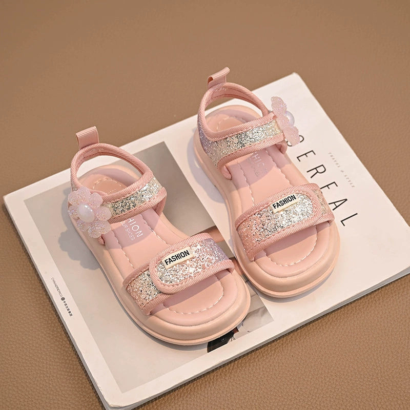 Shiny Flower Children's Sandals