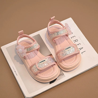 Shiny Flower Children's Sandals