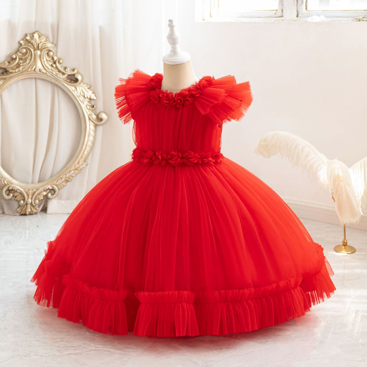 Children's Party Dress Tulle Flowers