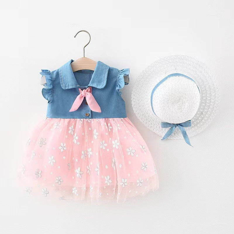 Children's Dress Tulle and Jeans Bow