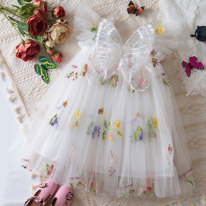 Children's Dress Tulle Floral Wing