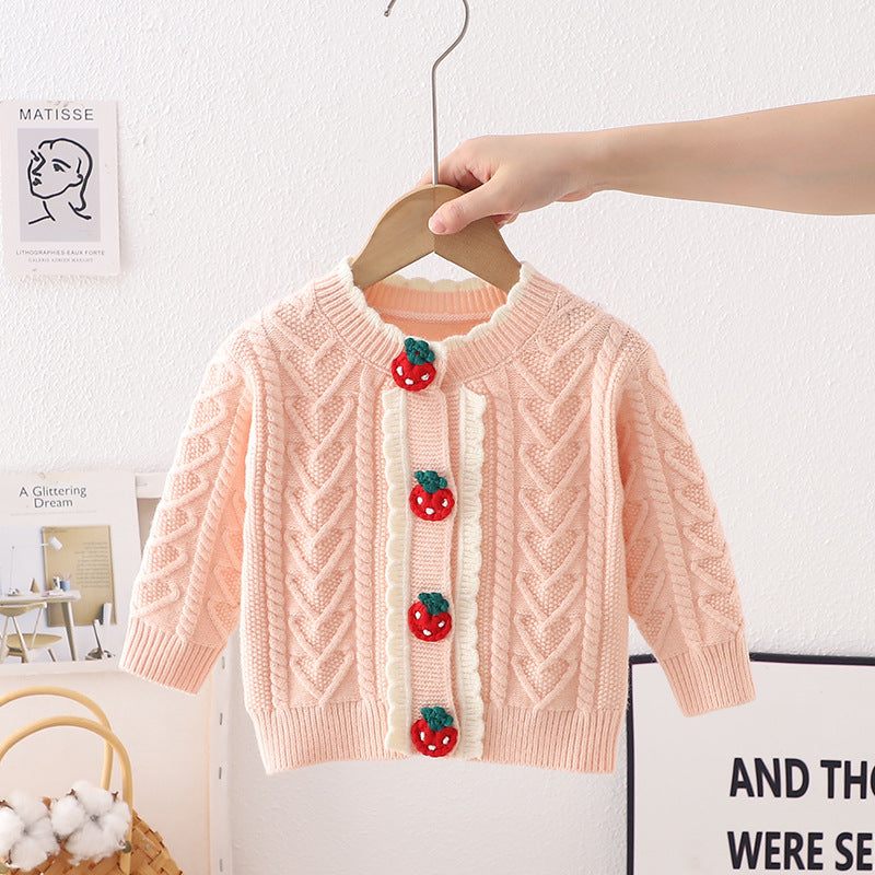 Children's Knitted Strawberry Cardigan