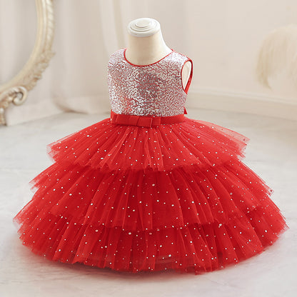 Shiny Tulle Tiered Party Dress