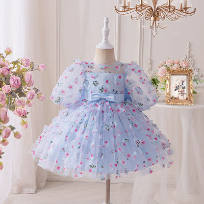 Children's Party Dress with Small Flowers