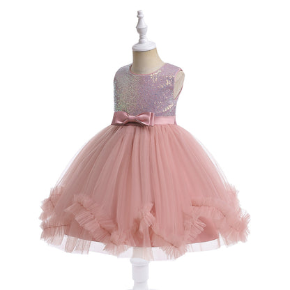 Shiny Bowknot Children's Party Dress