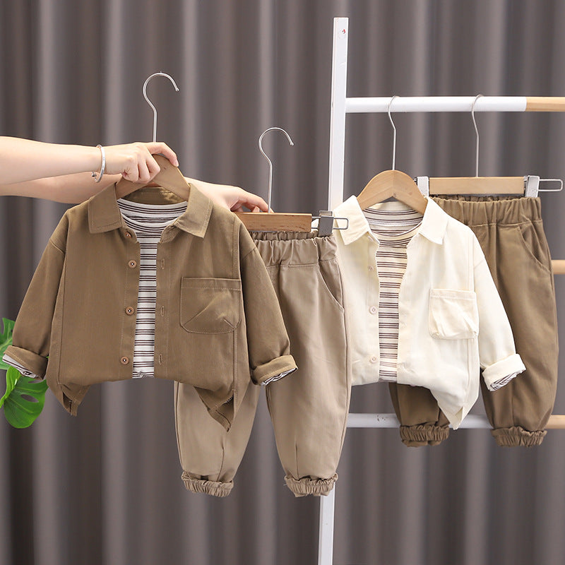 Children's 3-Piece Set with Pockets and Stripes