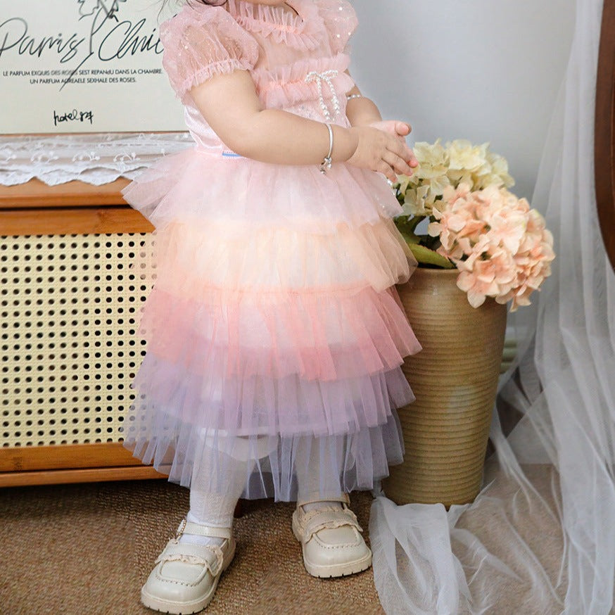 Children's Party Dress Tulle Colors Bow