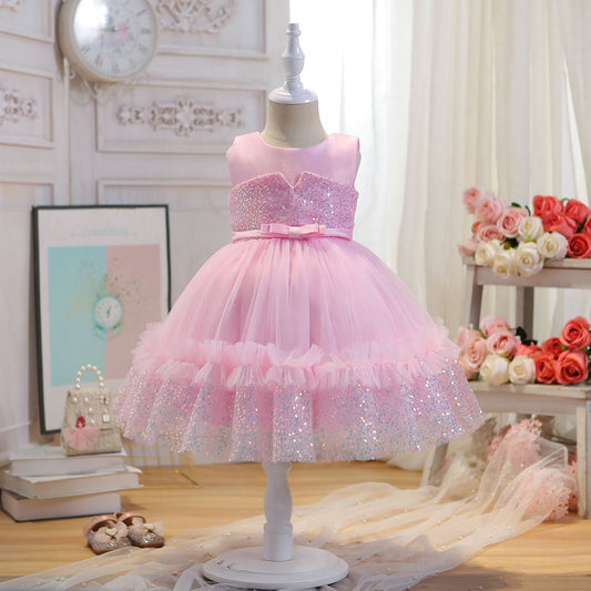 Children's Party Dress Shiny Tulle Lace