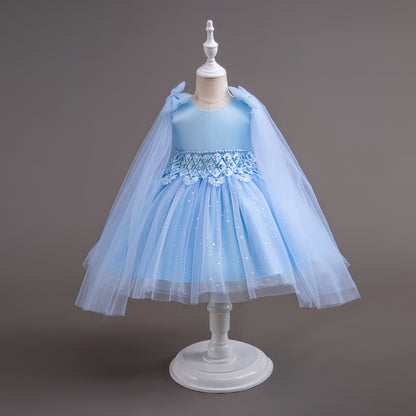 Children's Party Dress Shiny Tulle Bows