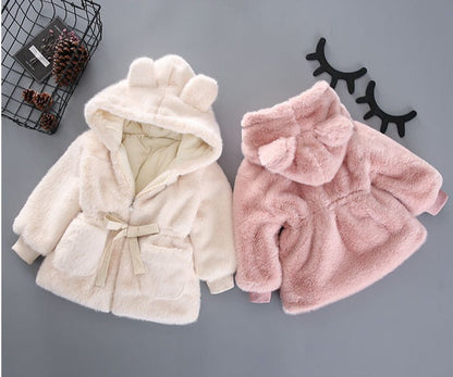 Children's Women's Plush Bow Coat