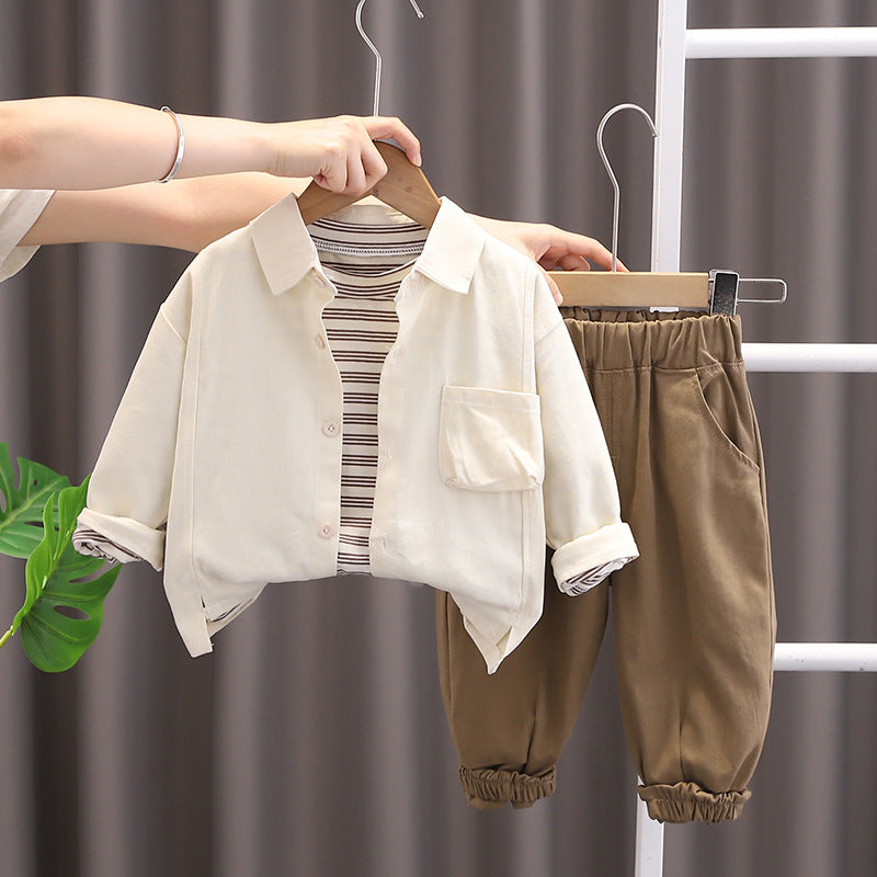 Children's 3-Piece Set with Pockets and Stripes