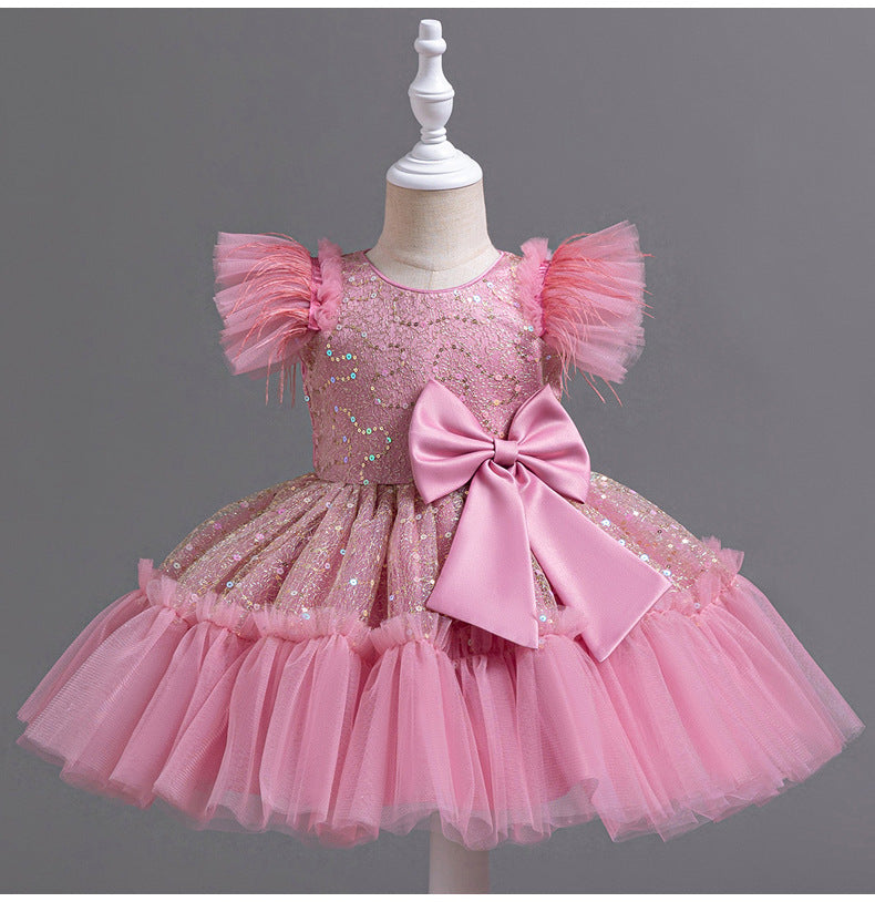 Shiny Bowknot Children's Party Dress