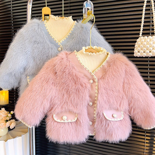 Girls' Fur and Pearls Coat