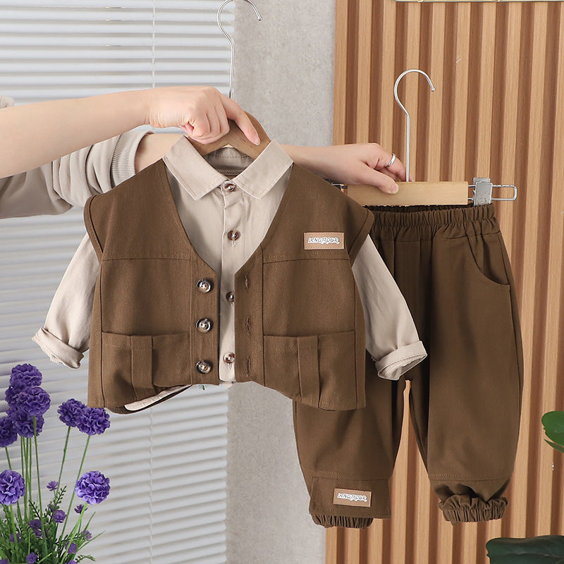 Men's Children's Set 3 Pieces Vest Pockets