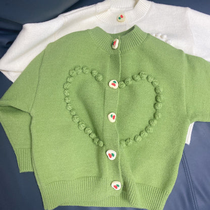 Children's Knitted Blouse with Heart Buttons