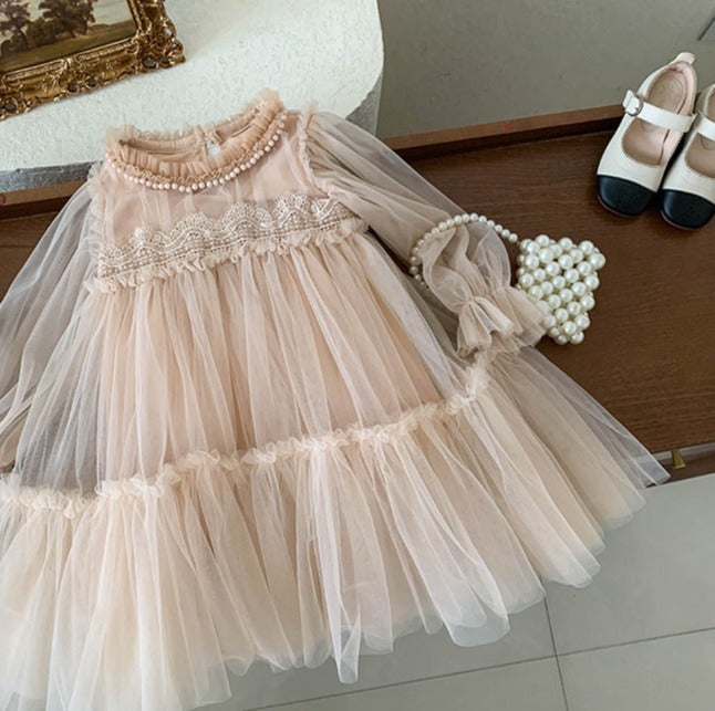 Children's Tulle Lace and Pearls Dress