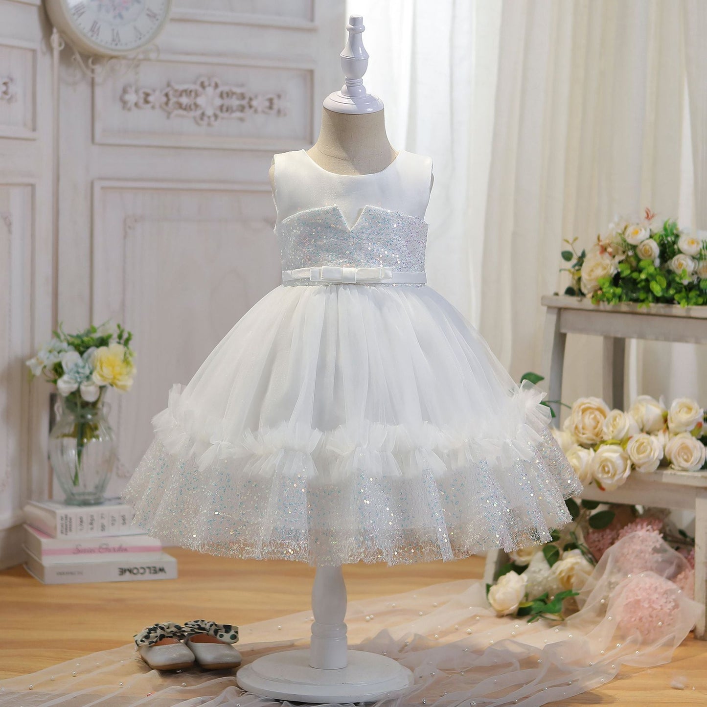 Children's Party Dress Shiny Tulle Lace