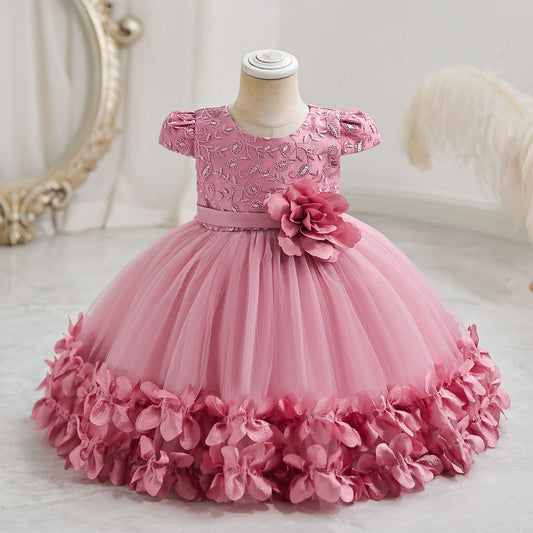 Children's Flower and Tulle Party Dress